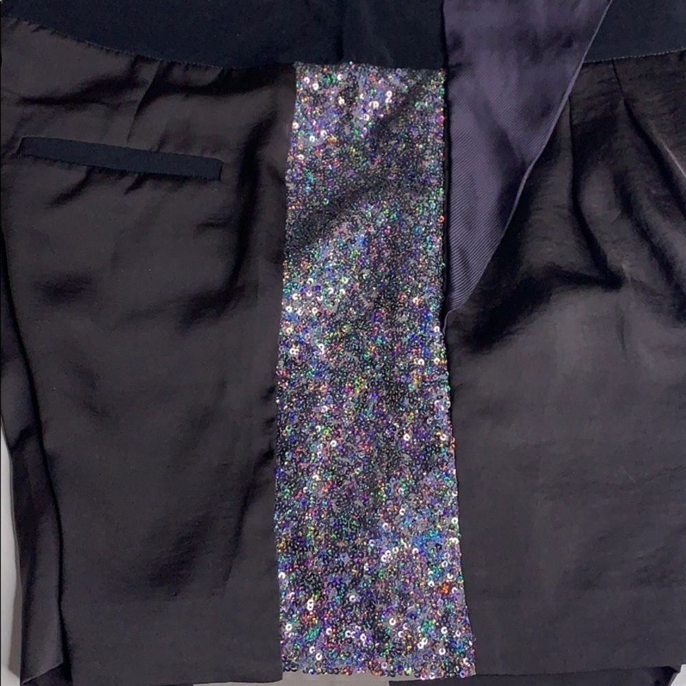 Rebecca Taylor Silk Pleated Sequin silver shimmer dress evening shorts 4 - Picture 11 of 11